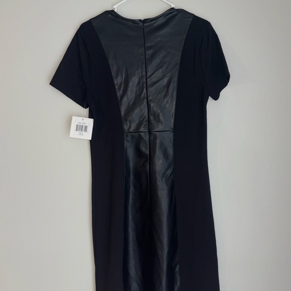 Ellen Tracy Black Faux Leather-Front Mini Dress - Picture 9 of 9